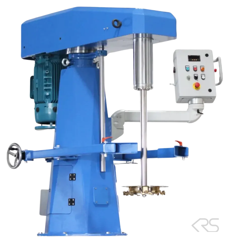 KRS DISPERMAHLTECHNIK High Speed Disperser with stainless steel shaft, disperser disc and swivel-mounted control panel