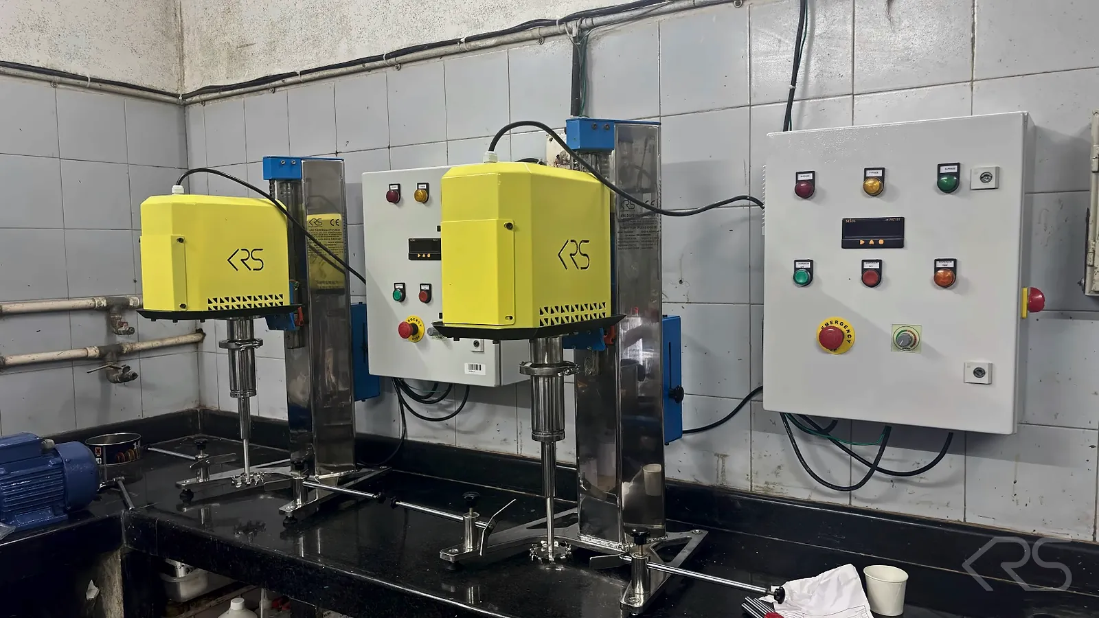 Two KRS dispersers with control panels installed at a customer site